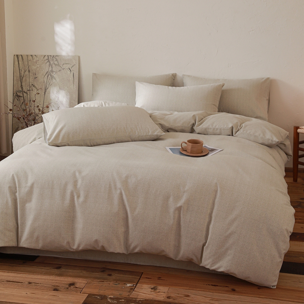 91家纺网 家纺一手货源 找家纺 小叮当家纺仓储工厂店 (买家秀 爆款花型 不断货)2025秋冬新款亲肤舒适良品磨毛四件套 肌理灰