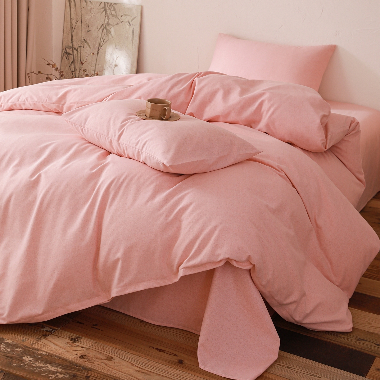 91家纺网 家纺一手货源 找家纺 小叮当家纺仓储工厂店 (买家秀 爆款花型 不断货)2025秋冬新款亲肤舒适良品磨毛四件套 肌理粉