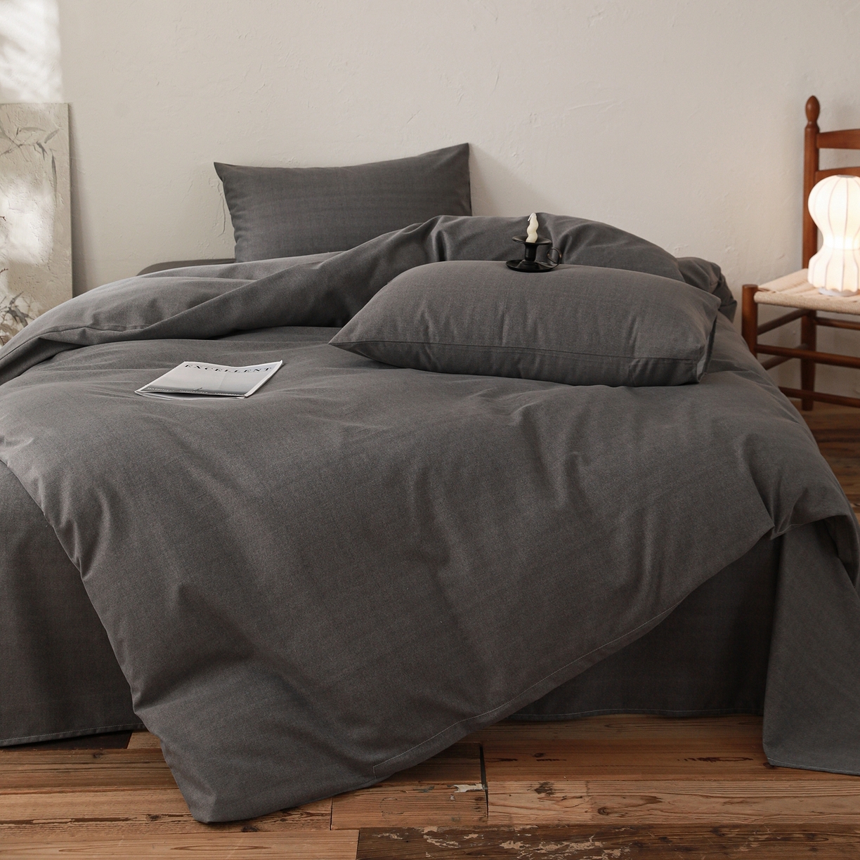 91家纺网 家纺一手货源 找家纺 小叮当家纺仓储工厂店 (买家秀 爆款花型 不断货)2025秋冬新款亲肤舒适良品磨毛四件套 玄夜灰