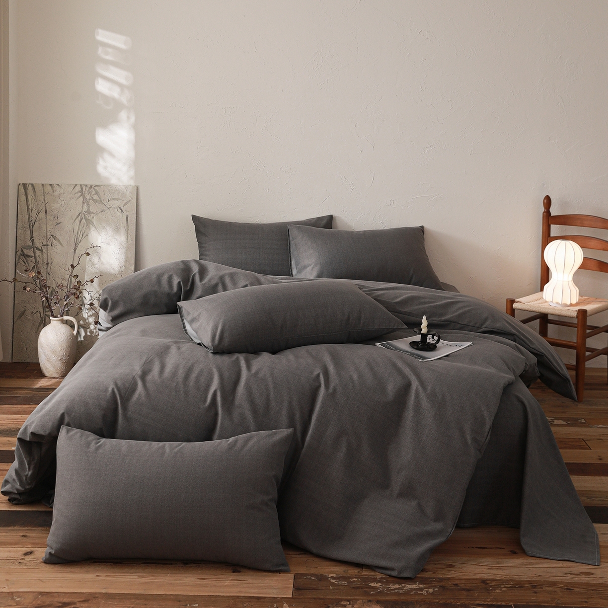 91家纺网 家纺一手货源 找家纺 小叮当家纺仓储工厂店 (买家秀 爆款花型 不断货)2025秋冬新款亲肤舒适良品磨毛四件套 玄夜灰