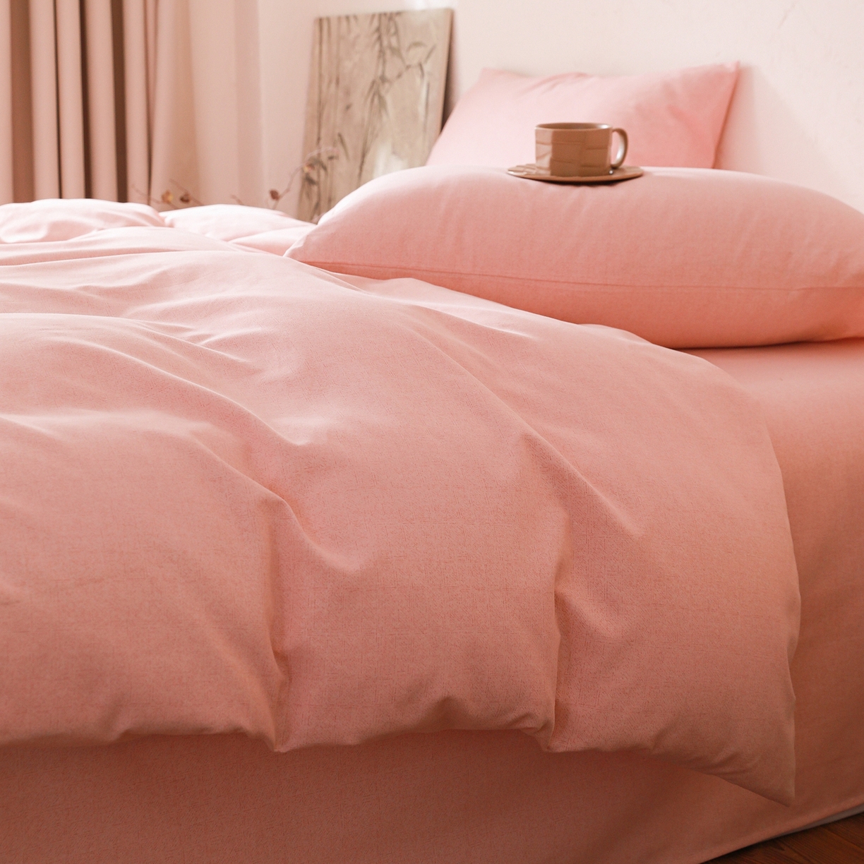 91家纺网 家纺一手货源 找家纺 小叮当家纺仓储工厂店 (买家秀 爆款花型 不断货)2025秋冬新款亲肤舒适良品磨毛四件套 肌理粉