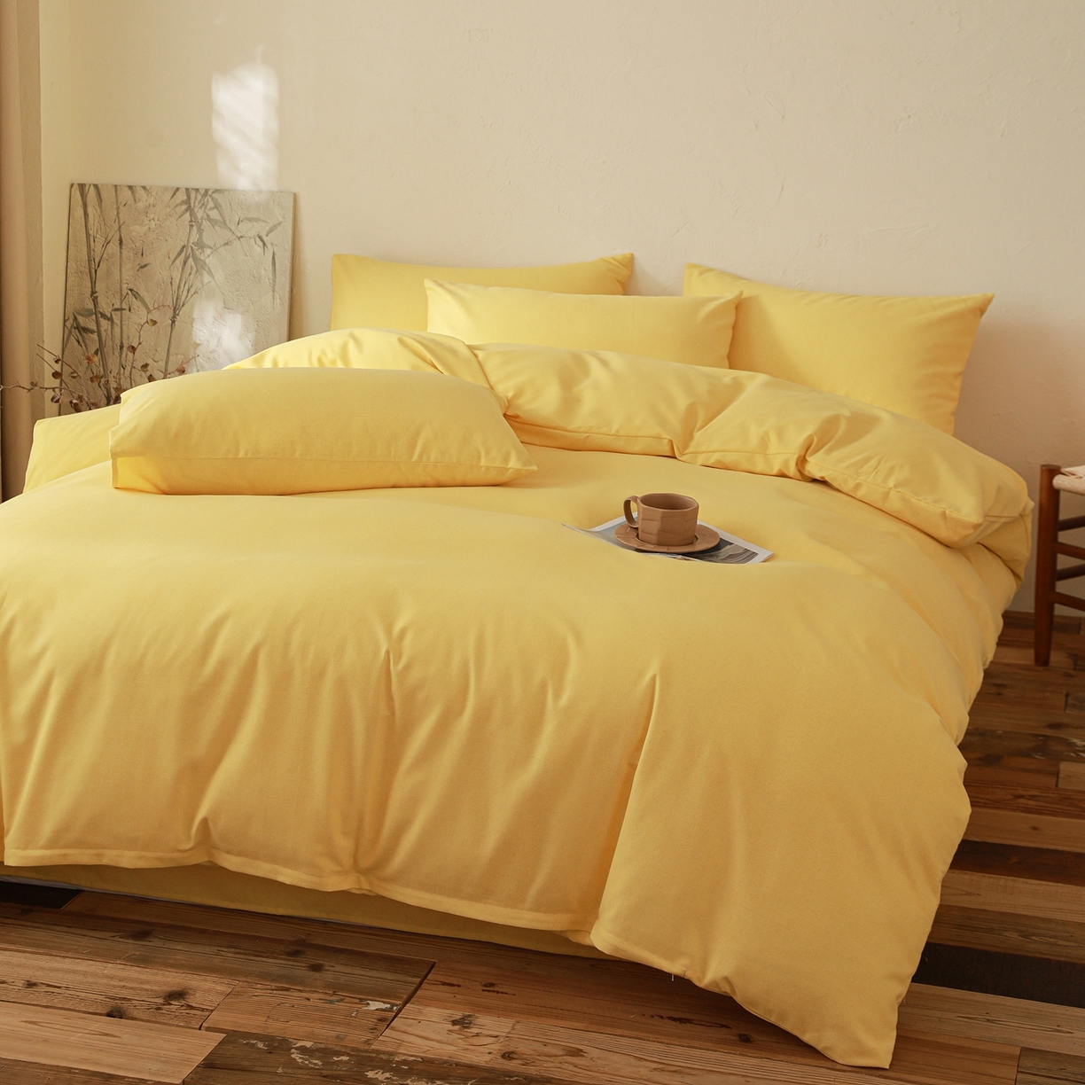 91家纺网 家纺一手货源 找家纺 小叮当家纺仓储工厂店 (买家秀 爆款花型 不断货)2025秋冬新款亲肤舒适良品磨毛四件套 肌理黄