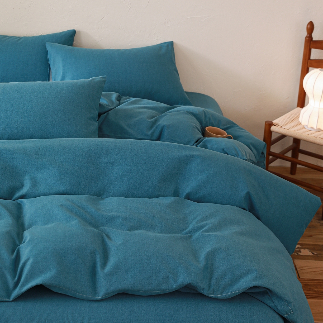 91家纺网 家纺一手货源 找家纺 小叮当家纺仓储工厂店 (买家秀 爆款花型 不断货)2025秋冬新款亲肤舒适良品磨毛四件套 肌理蓝