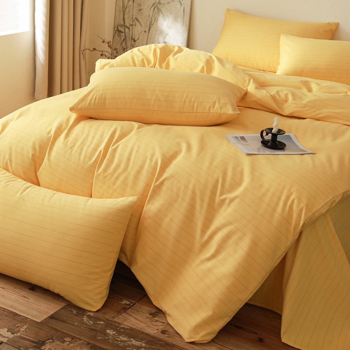 91家纺网 家纺一手货源 找家纺 小叮当家纺仓储工厂店 (买家秀 爆款花型 不断货)2025秋冬新款亲肤舒适良品磨毛四件套 织梦黄