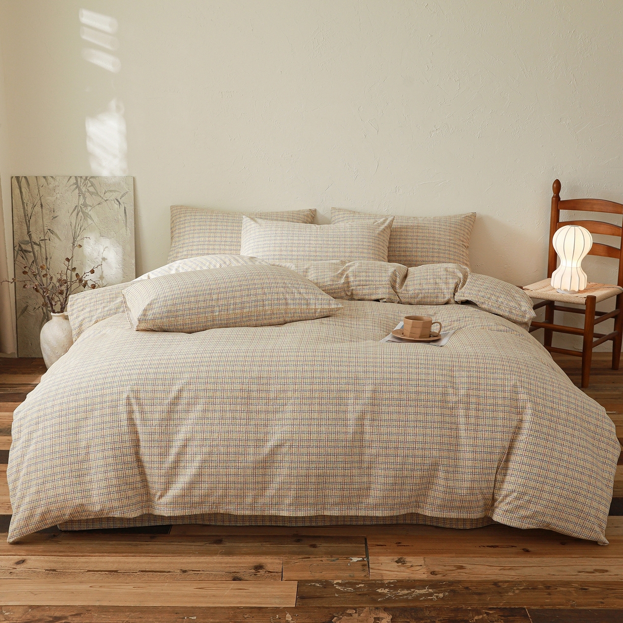 91家纺网 家纺一手货源 找家纺 小叮当家纺仓储工厂店 (买家秀 爆款花型 不断货)2025秋冬新款亲肤舒适良品磨毛四件套 律动格