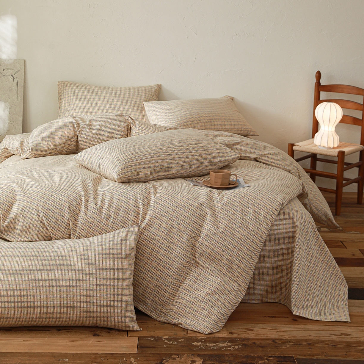 91家纺网 家纺一手货源 找家纺 小叮当家纺仓储工厂店 (买家秀 爆款花型 不断货)2025秋冬新款亲肤舒适良品磨毛四件套 律动格