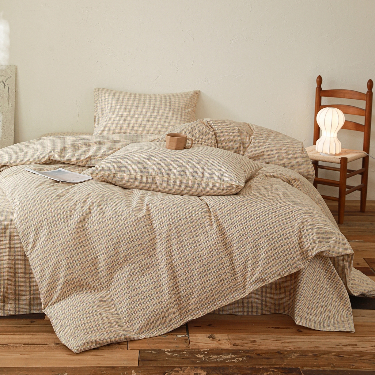 91家纺网 家纺一手货源 找家纺 小叮当家纺仓储工厂店 (买家秀 爆款花型 不断货)2025秋冬新款亲肤舒适良品磨毛四件套 律动格