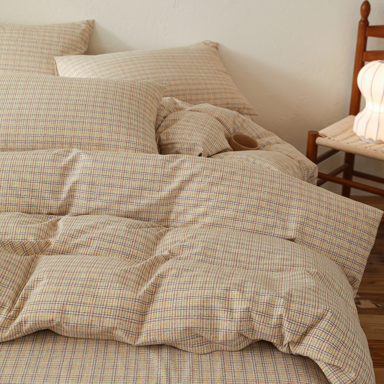 91家纺网 家纺一手货源 找家纺 小叮当家纺仓储工厂店 (买家秀 爆款花型 不断货)2025秋冬新款亲肤舒适良品磨毛四件套 律动格