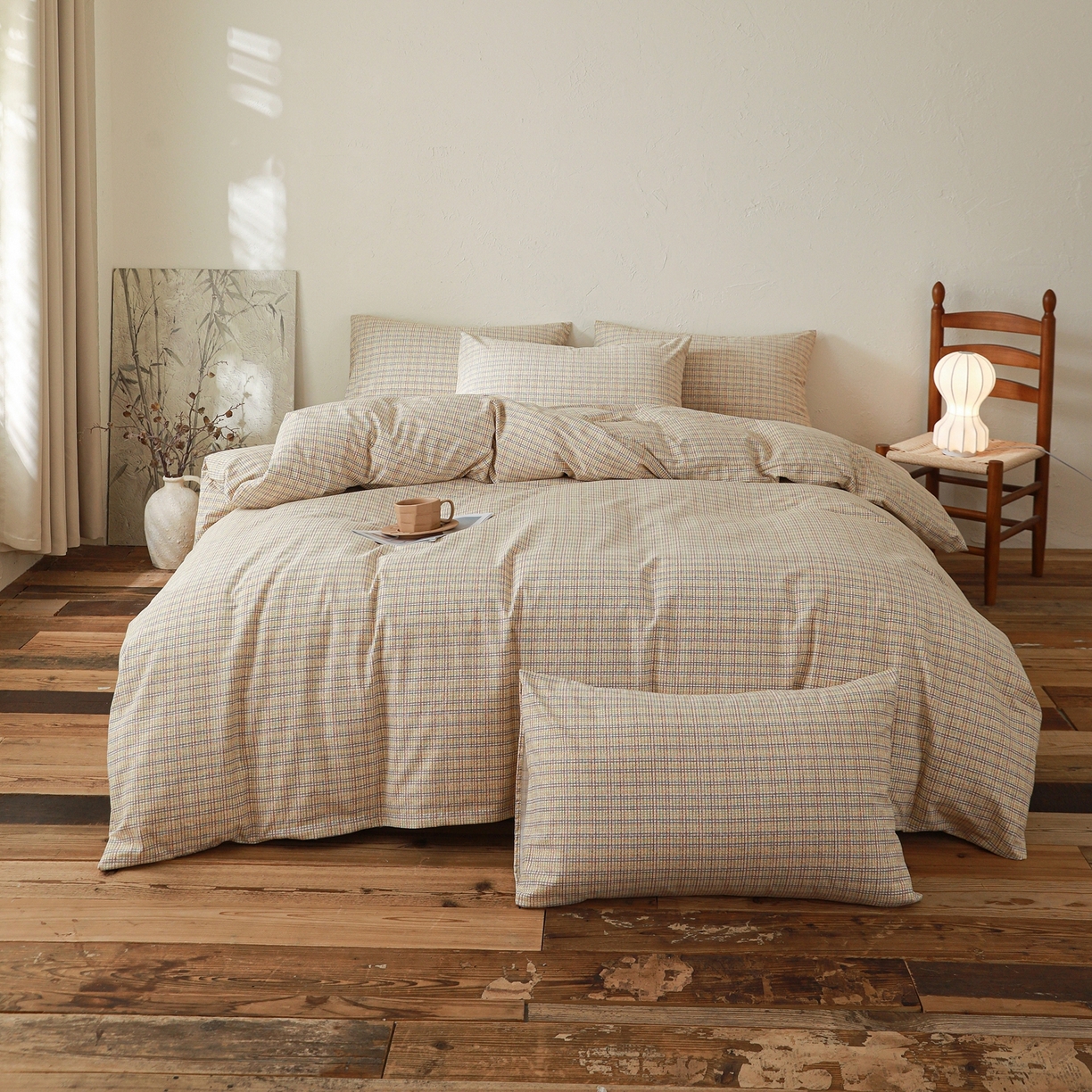 91家纺网 家纺一手货源 找家纺 小叮当家纺仓储工厂店 (买家秀 爆款花型 不断货)2025秋冬新款亲肤舒适良品磨毛四件套 律动格