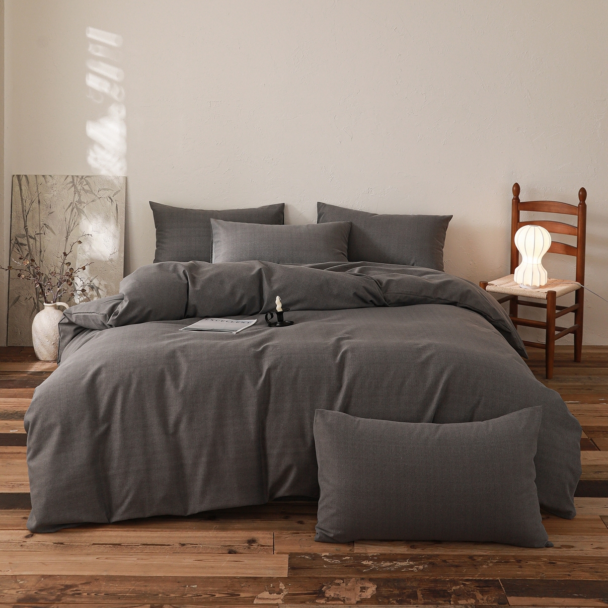 91家纺网 家纺一手货源 找家纺 小叮当家纺仓储工厂店 (买家秀 爆款花型 不断货)2025秋冬新款亲肤舒适良品磨毛四件套 玄夜灰