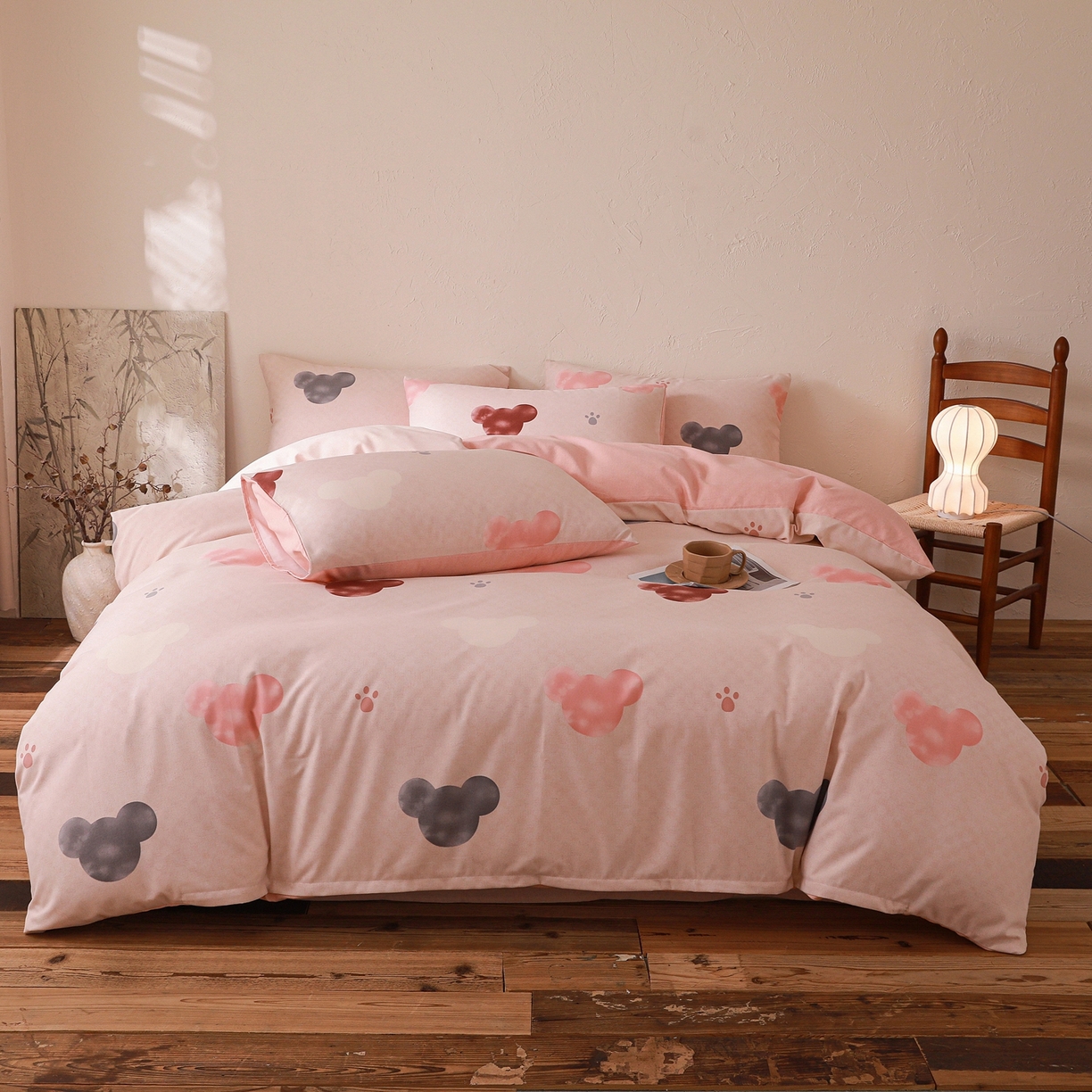 91家纺网 家纺一手货源 找家纺 小叮当家纺仓储工厂店 (买家秀 爆款花型 不断货)2025秋冬新款亲肤舒适良品磨毛四件套 粉熊宝贝