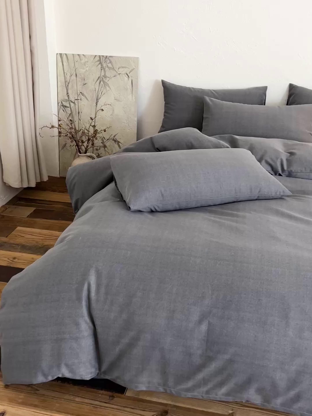 91家纺网 家纺一手货源 找家纺 小叮当家纺仓储工厂店 (买家秀 爆款花型 不断货)2025秋冬新款亲肤舒适良品磨毛四件套 玄夜灰