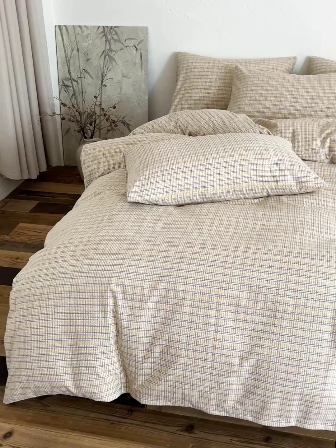 91家纺网 家纺一手货源 找家纺 小叮当家纺仓储工厂店 (买家秀 爆款花型 不断货)2025秋冬新款亲肤舒适良品磨毛四件套 律动格