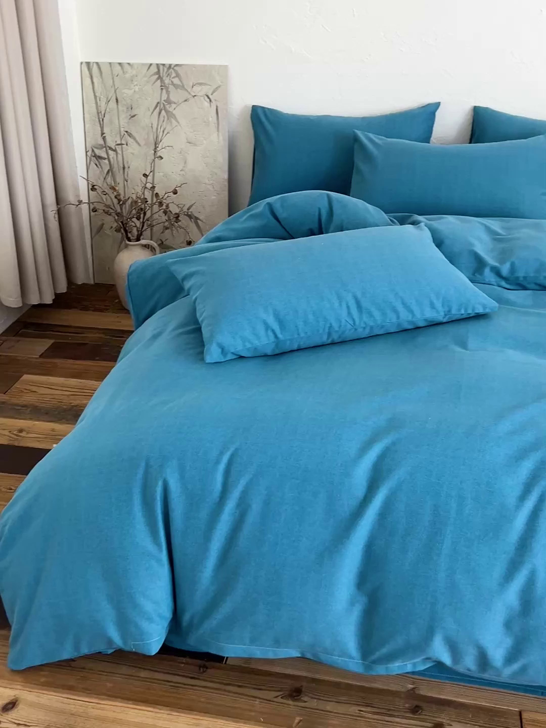 91家纺网 家纺一手货源 找家纺 小叮当家纺仓储工厂店 (买家秀 爆款花型 不断货)2025秋冬新款亲肤舒适良品磨毛四件套 肌理蓝