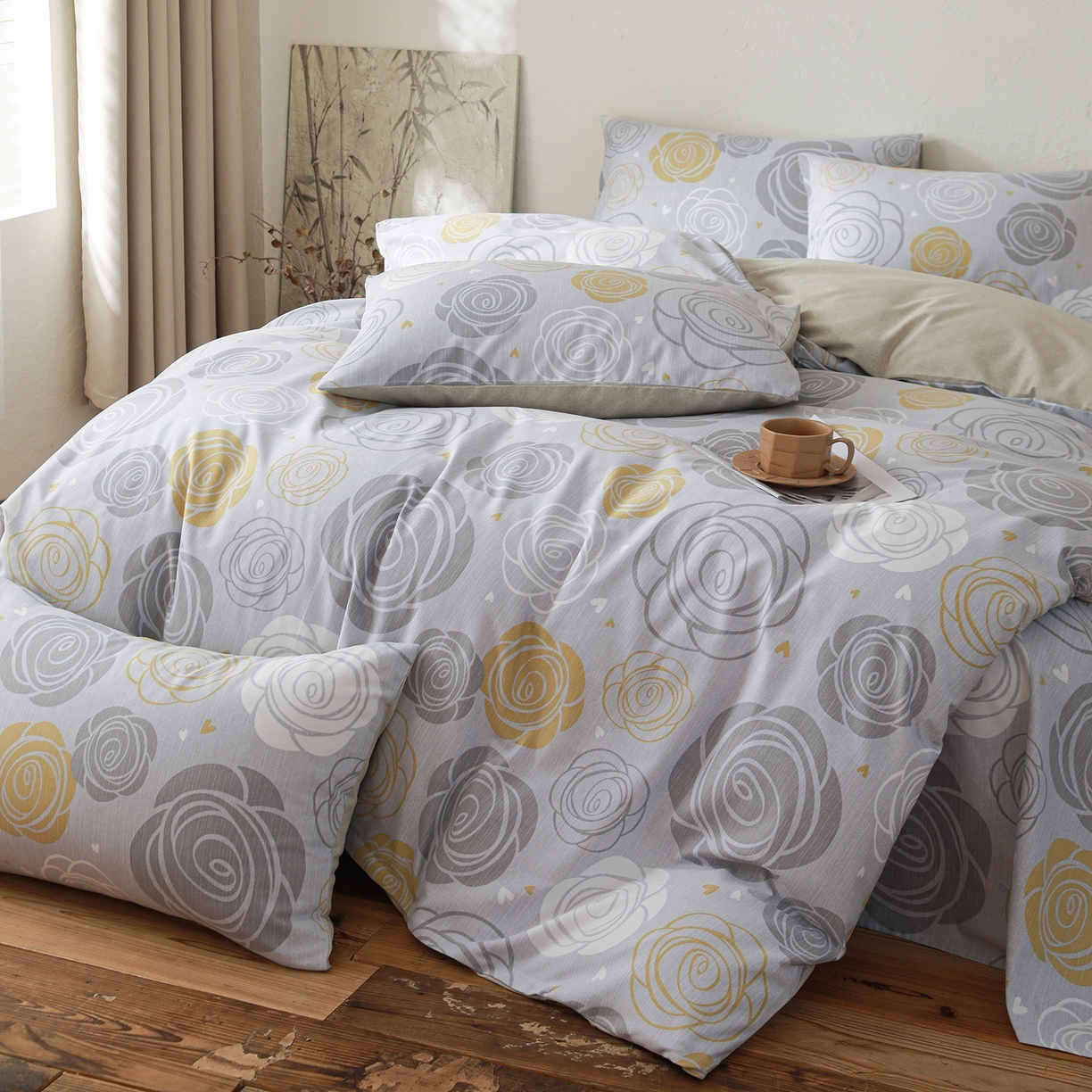 91家纺网 家纺一手货源 找家纺 小叮当家纺仓储工厂店 (买家秀 爆款花型 不断货)2025秋冬新款亲肤舒适良品磨毛四件套 花韵