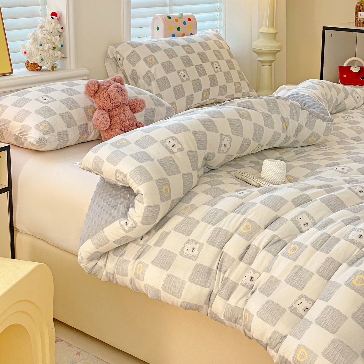 91家纺网 家纺一手货源 找家纺 （总）小叮当家纺仓储工厂店 2025新款A类母婴级宝宝被子牛奶丝针织棉豆豆被豆豆被子儿童婴童大豆被精品买家秀