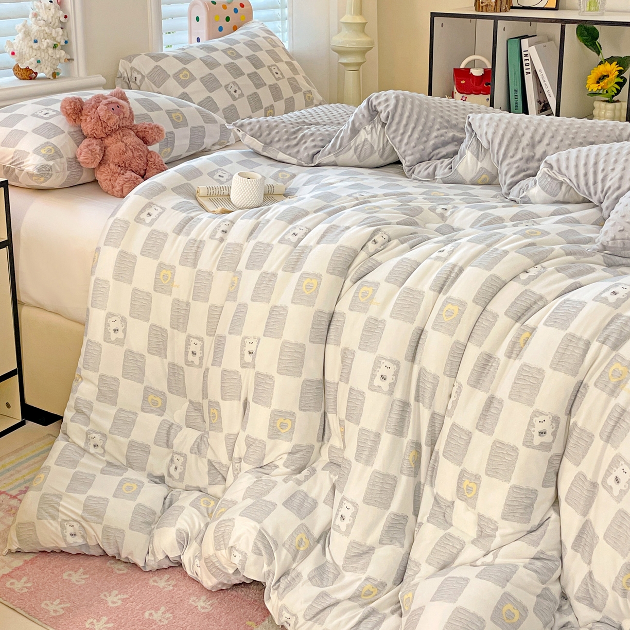 91家纺网 家纺一手货源 找家纺 （总）小叮当家纺仓储工厂店 2025新款A类母婴级宝宝被子牛奶丝针织棉豆豆被豆豆被子儿童婴童大豆被精品买家秀