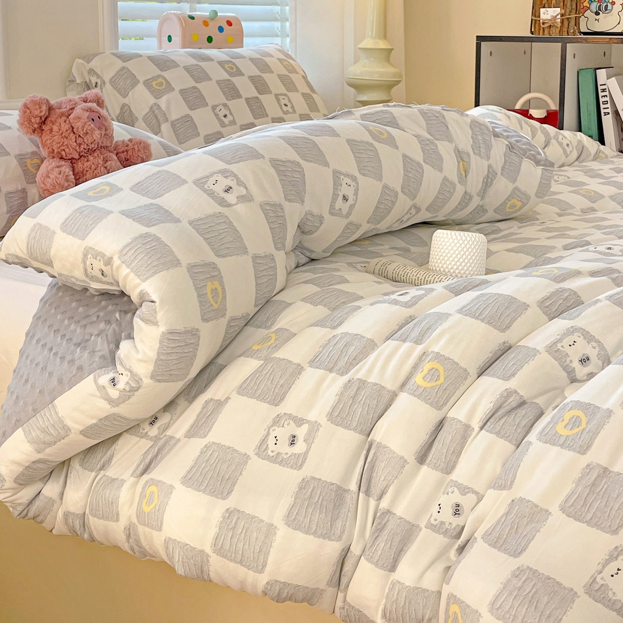 91家纺网 家纺一手货源 找家纺 （总）小叮当家纺仓储工厂店 2025新款A类母婴级宝宝被子牛奶丝针织棉豆豆被豆豆被子儿童婴童大豆被精品买家秀