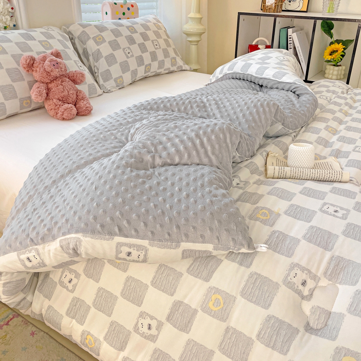 91家纺网 家纺一手货源 找家纺 （总）小叮当家纺仓储工厂店 2025新款A类母婴级宝宝被子牛奶丝针织棉豆豆被豆豆被子儿童婴童大豆被精品买家秀