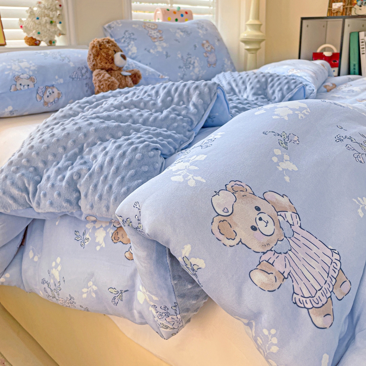 91家纺网 家纺一手货源 找家纺 （总）小叮当家纺仓储工厂店 2025新款A类母婴级宝宝被子牛奶丝针织棉豆豆被豆豆被子儿童婴童大豆被精品买家秀