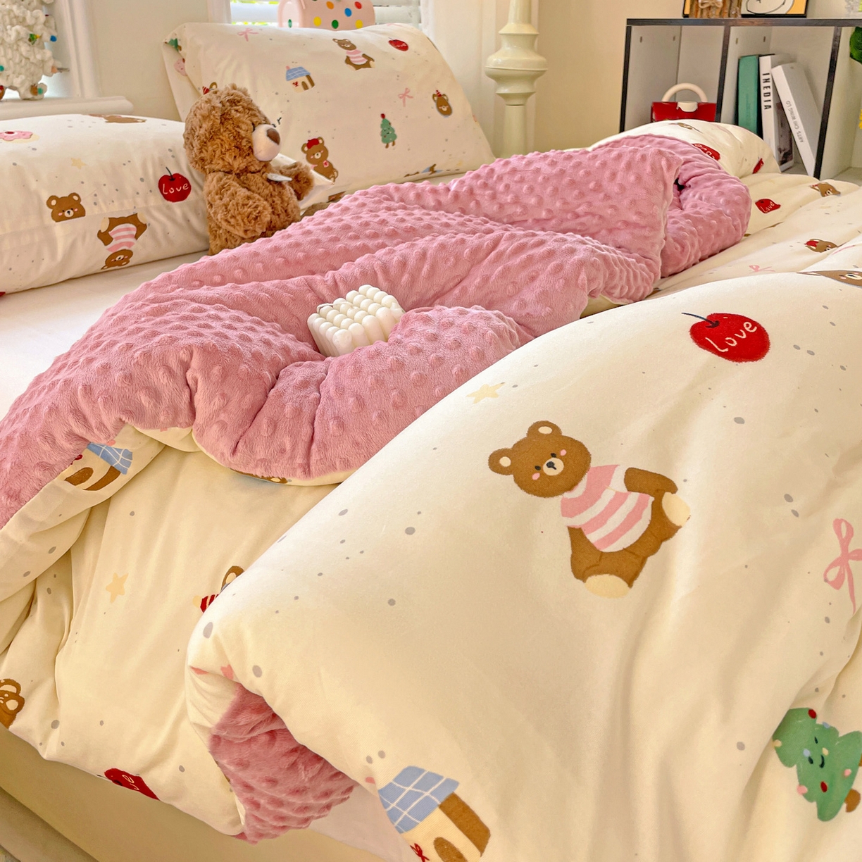 小叮当家纺仓储工厂店 2025新款A类母婴级宝宝被子牛奶丝针织棉豆豆被豆豆被子儿童婴童大豆被精品买家秀 蛋糕熊