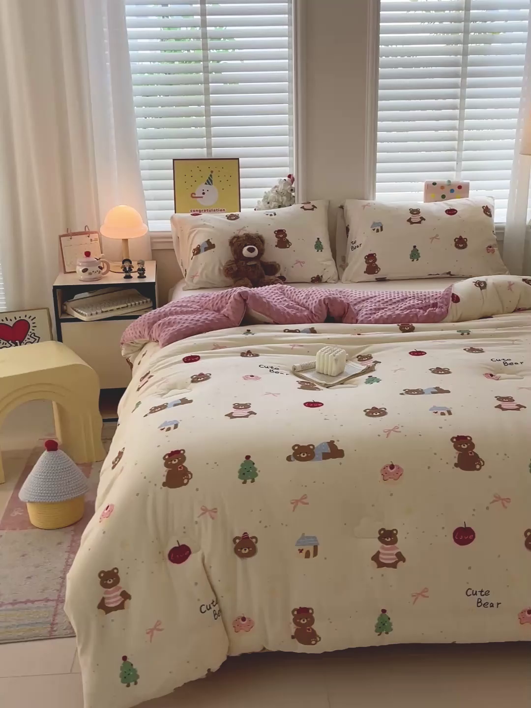 91家纺网 家纺一手货源 找家纺 小叮当家纺仓储工厂店 2025新款A类母婴级宝宝被子牛奶丝针织棉豆豆被豆豆被子儿童婴童大豆被精品买家秀 蛋糕熊