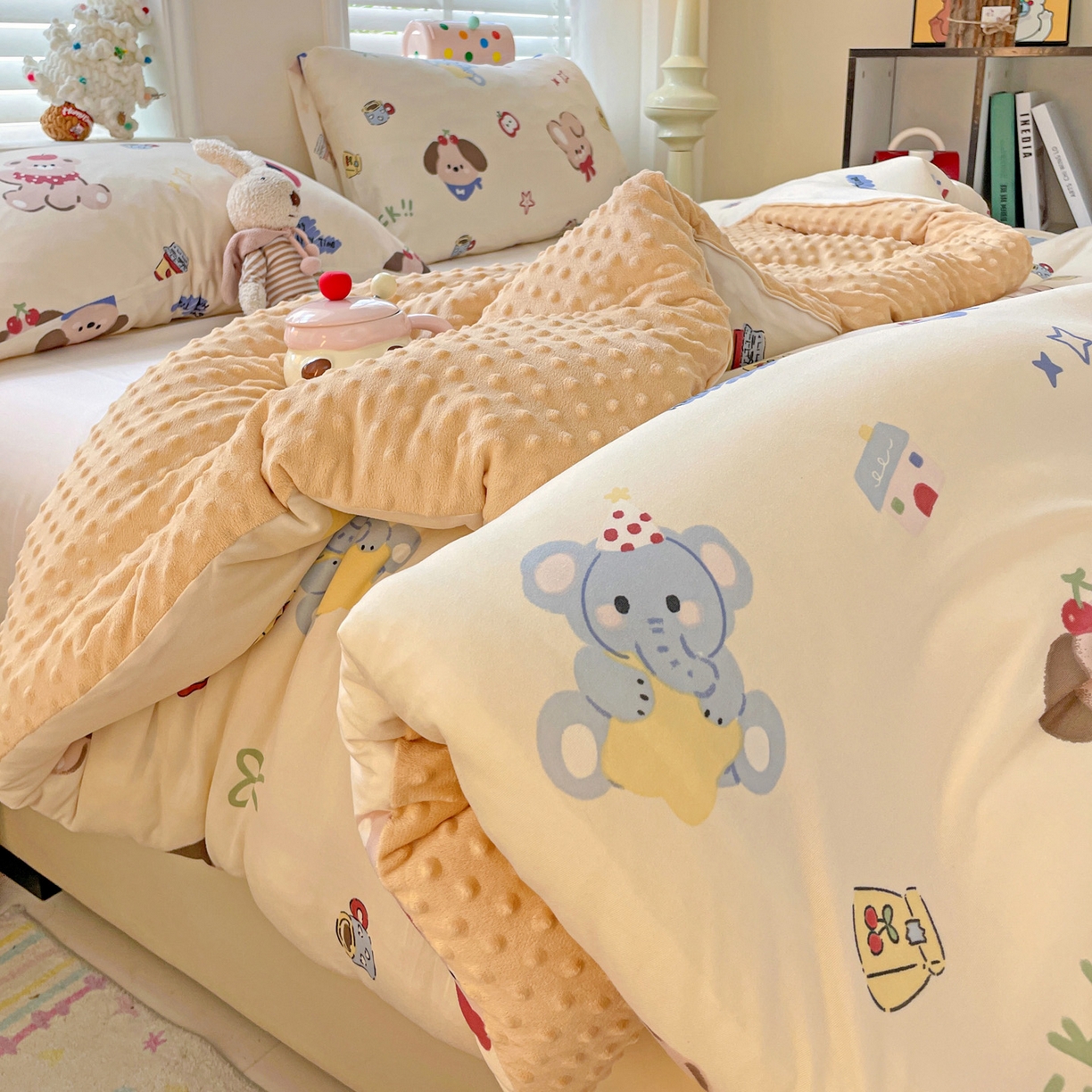 小叮当家纺仓储工厂店 2025新款A类母婴级宝宝被子牛奶丝针织棉豆豆被豆豆被子儿童婴童大豆被精品买家秀 苹果乐园