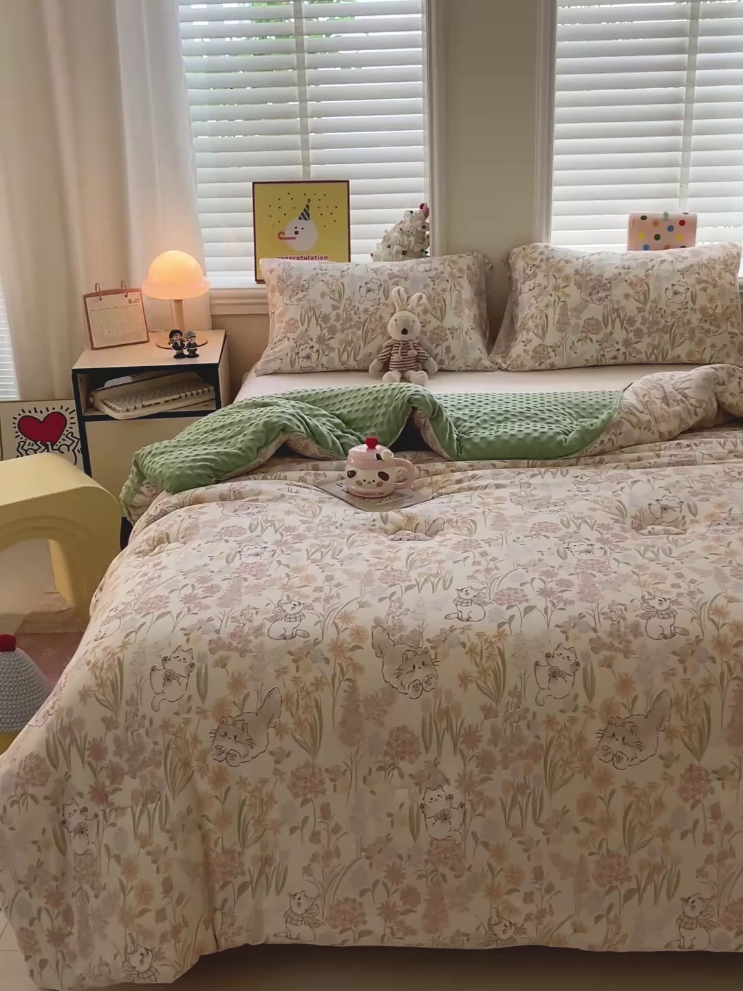 91家纺网 家纺一手货源 找家纺 小叮当家纺仓储工厂店 2025新款A类母婴级宝宝被子牛奶丝针织棉豆豆被豆豆被子儿童婴童大豆被精品买家秀 花间小猫