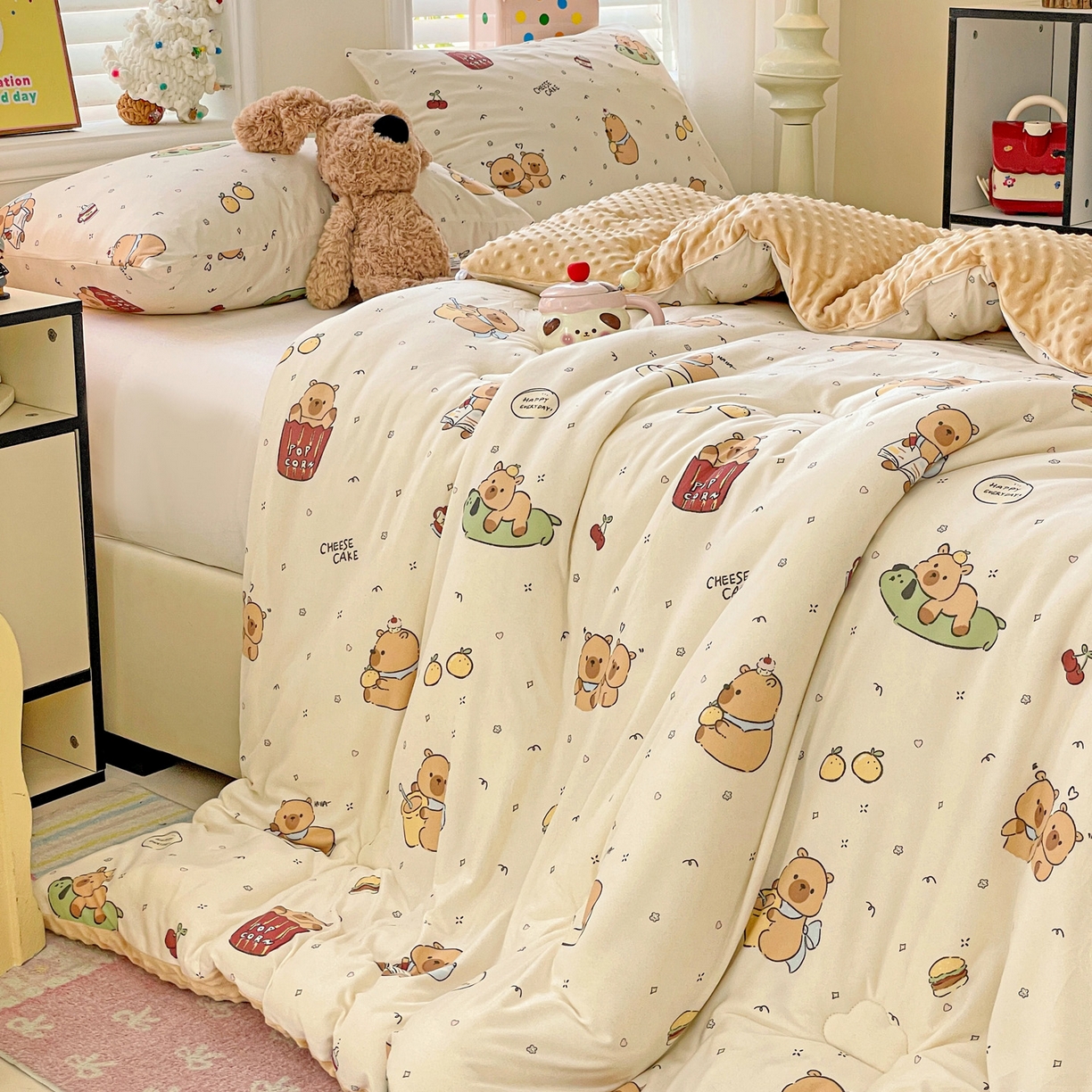 91家纺网 家纺一手货源 找家纺 小叮当家纺仓储工厂店 2025新款A类母婴级宝宝被子牛奶丝针织棉豆豆被豆豆被子儿童婴童大豆被精品买家秀 游乐园