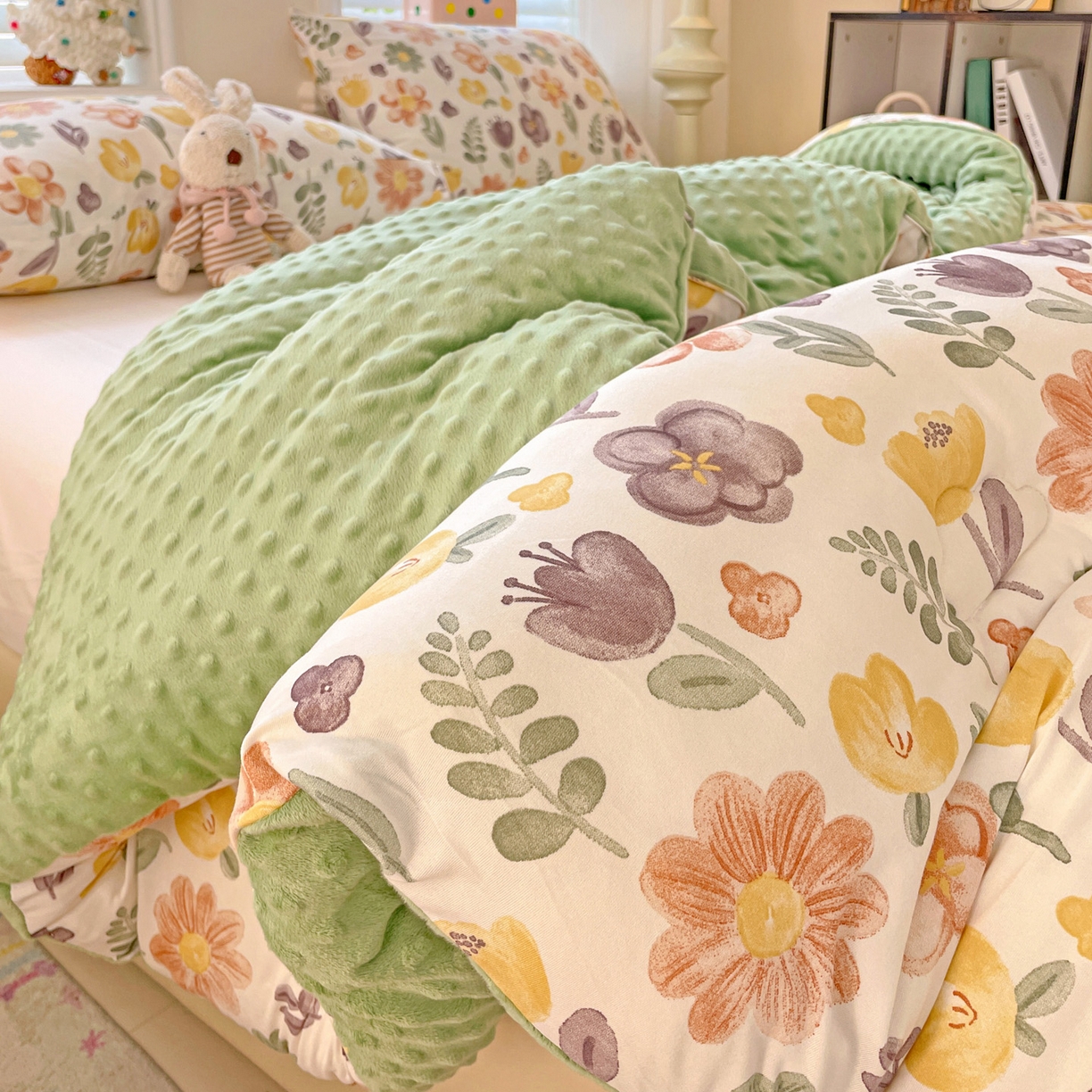 小叮当家纺仓储工厂店 2025新款A类母婴级宝宝被子牛奶丝针织棉豆豆被豆豆被子儿童婴童大豆被精品买家秀 百花园