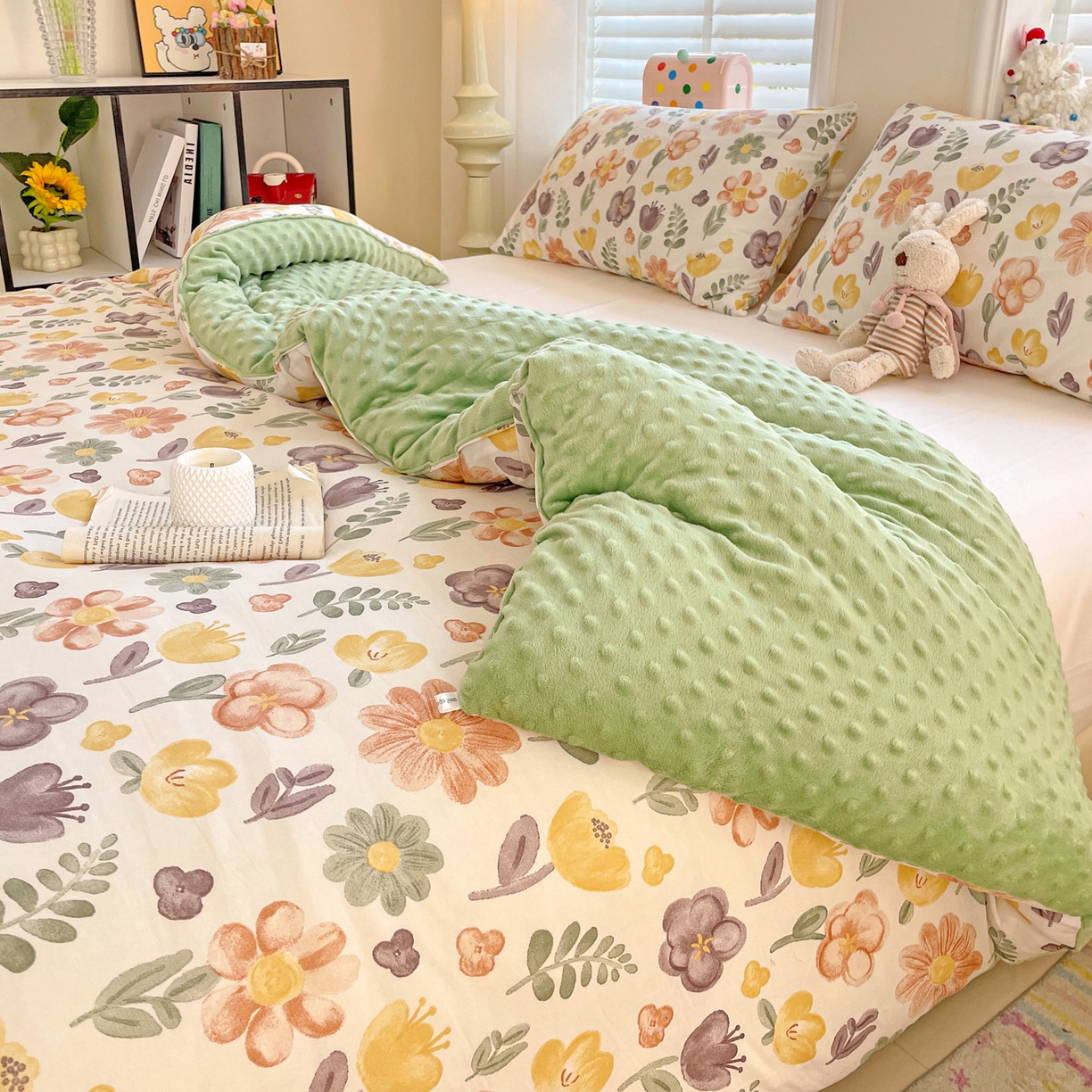 91家纺网 家纺一手货源 找家纺 小叮当家纺仓储工厂店 2025新款A类母婴级宝宝被子牛奶丝针织棉豆豆被豆豆被子儿童婴童大豆被精品买家秀 百花园