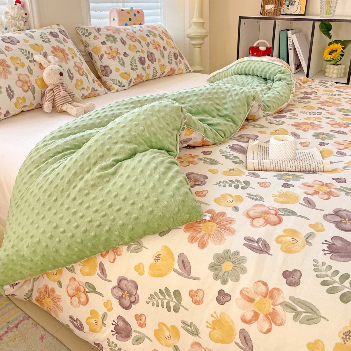 91家纺网 家纺一手货源 找家纺 小叮当家纺仓储工厂店 2025新款A类母婴级宝宝被子牛奶丝针织棉豆豆被豆豆被子儿童婴童大豆被精品买家秀 百花园