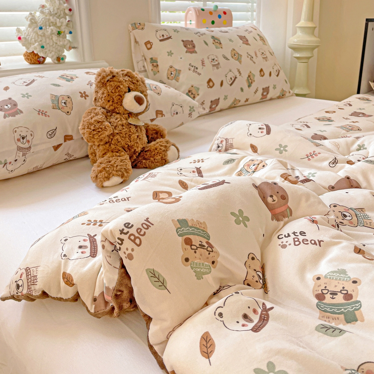 91家纺网 家纺一手货源 找家纺 小叮当家纺仓储工厂店 2025新款A类母婴级宝宝被子牛奶丝针织棉豆豆被豆豆被子儿童婴童大豆被精品买家秀 可爱熊