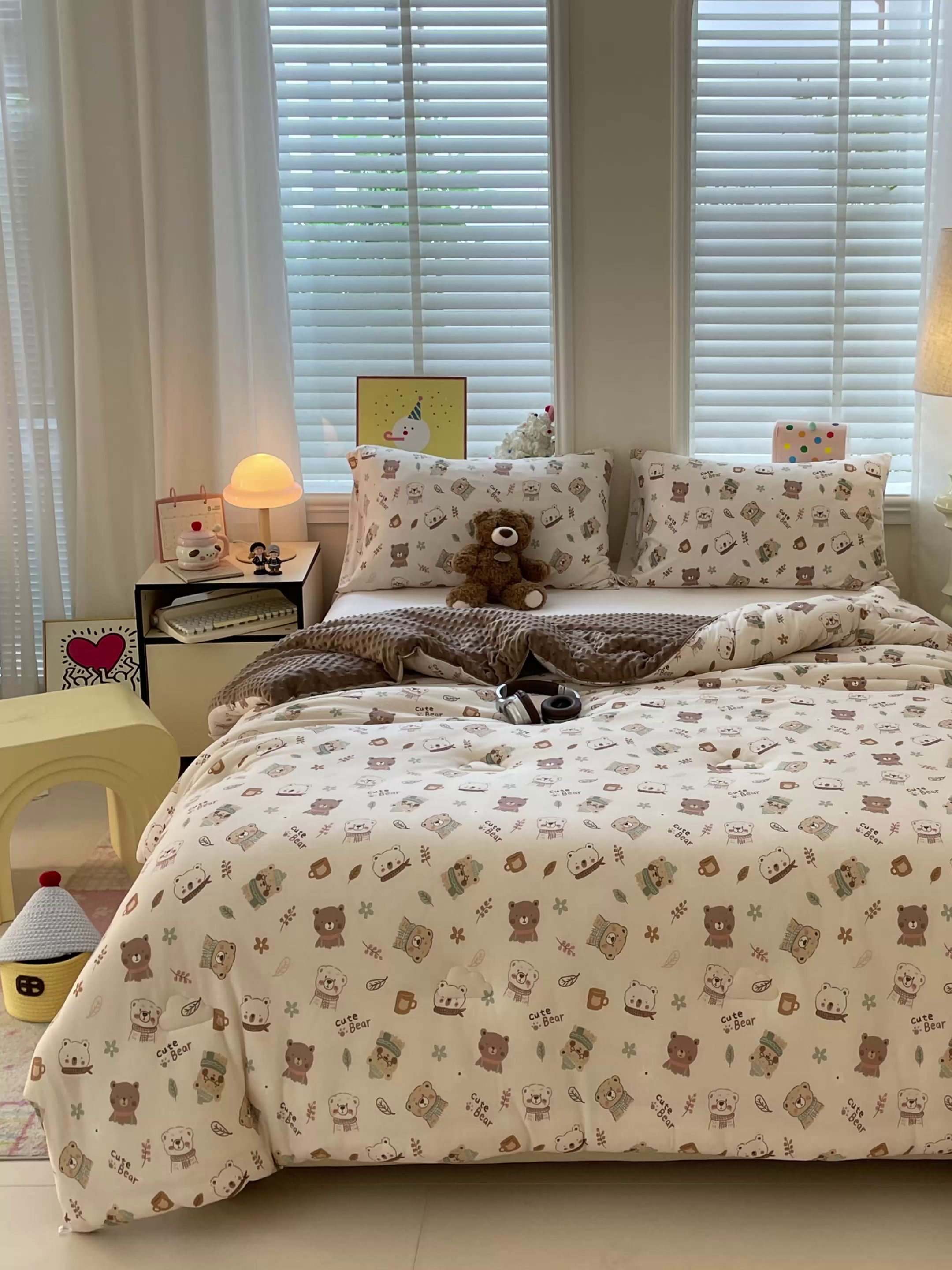 91家纺网 家纺一手货源 找家纺 小叮当家纺仓储工厂店 2025新款A类母婴级宝宝被子牛奶丝针织棉豆豆被豆豆被子儿童婴童大豆被精品买家秀 可爱熊