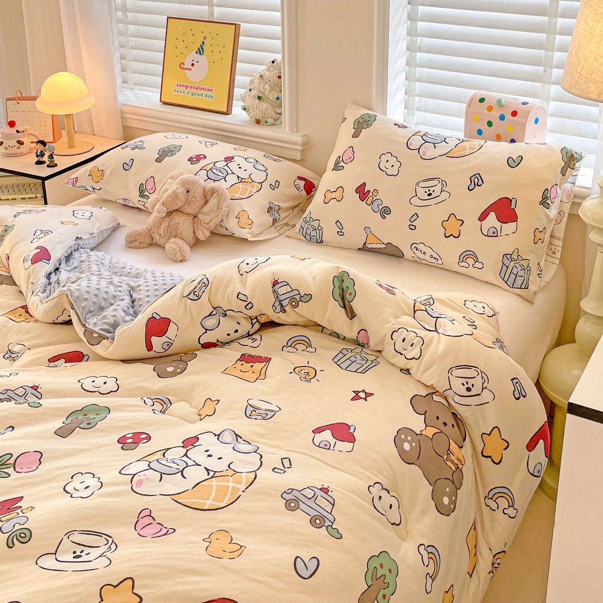 91家纺网 家纺一手货源 找家纺 小叮当家纺仓储工厂店 2025新款A类母婴级宝宝被子牛奶丝针织棉豆豆被豆豆被子儿童婴童大豆被精品买家秀 快乐时光