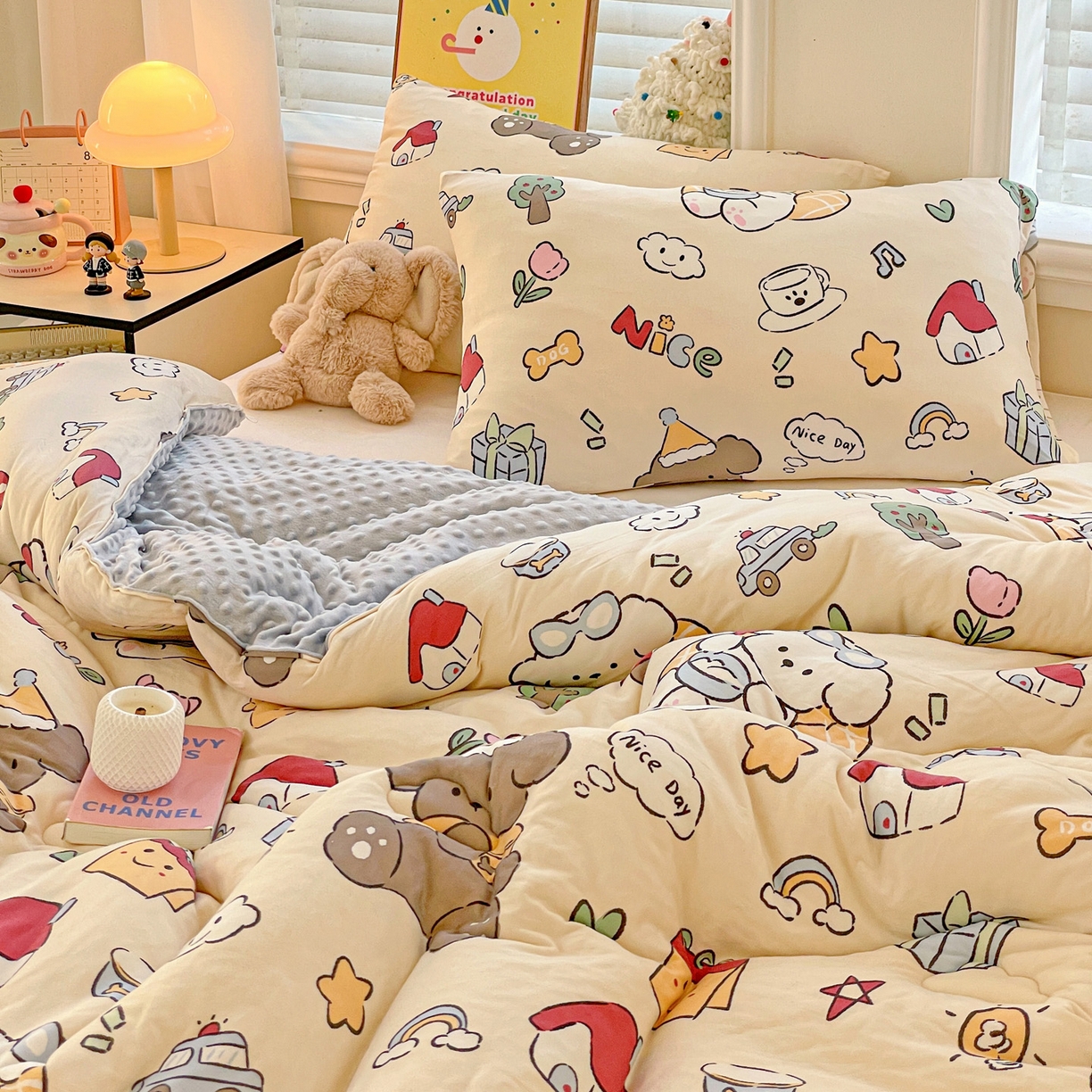 91家纺网 家纺一手货源 找家纺 小叮当家纺仓储工厂店 2025新款A类母婴级宝宝被子牛奶丝针织棉豆豆被豆豆被子儿童婴童大豆被精品买家秀 快乐时光