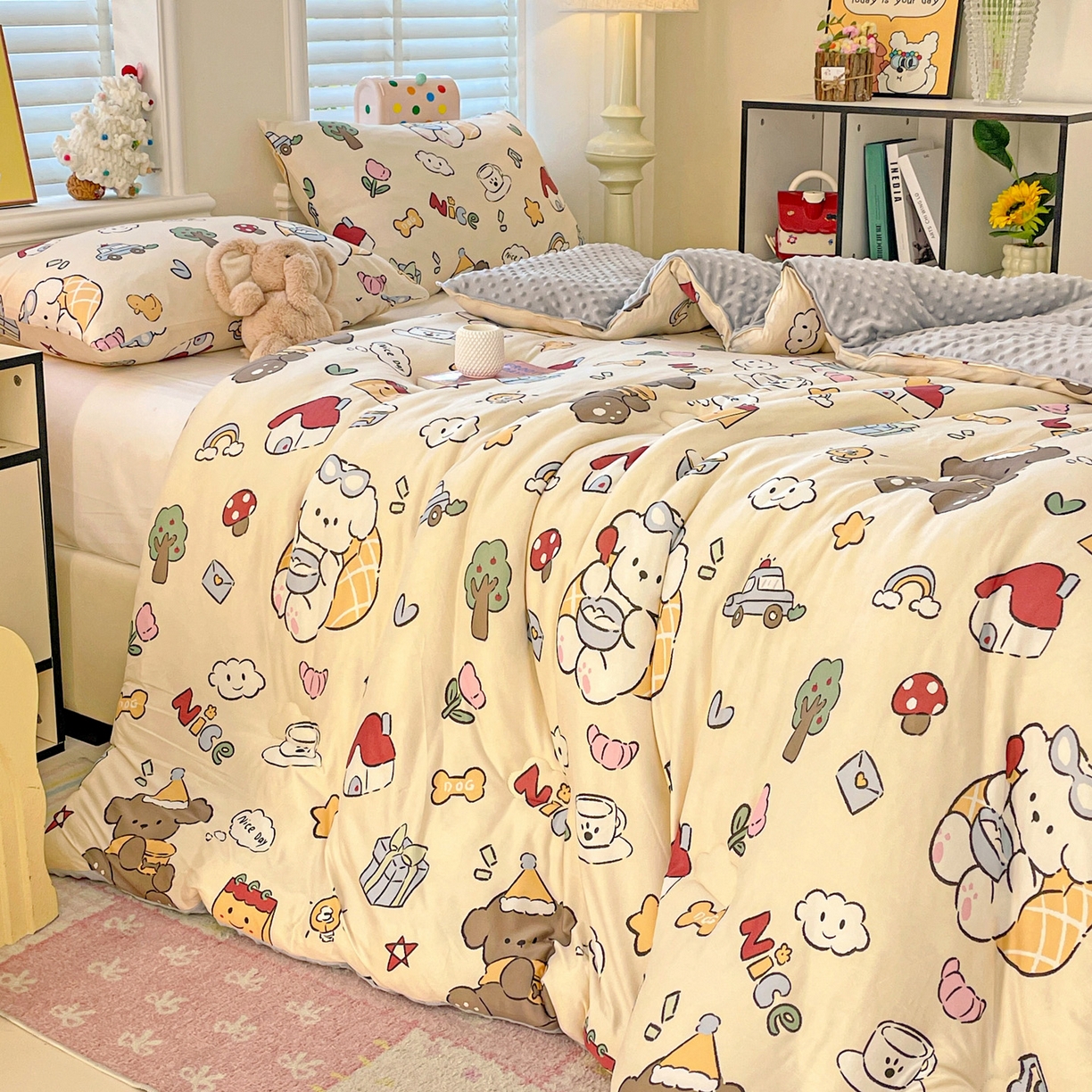 91家纺网 家纺一手货源 找家纺 小叮当家纺仓储工厂店 2025新款A类母婴级宝宝被子牛奶丝针织棉豆豆被豆豆被子儿童婴童大豆被精品买家秀 快乐时光