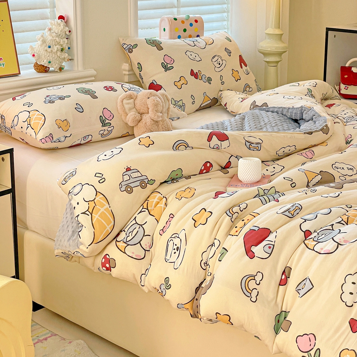 91家纺网 家纺一手货源 找家纺 小叮当家纺仓储工厂店 2025新款A类母婴级宝宝被子牛奶丝针织棉豆豆被豆豆被子儿童婴童大豆被精品买家秀 快乐时光