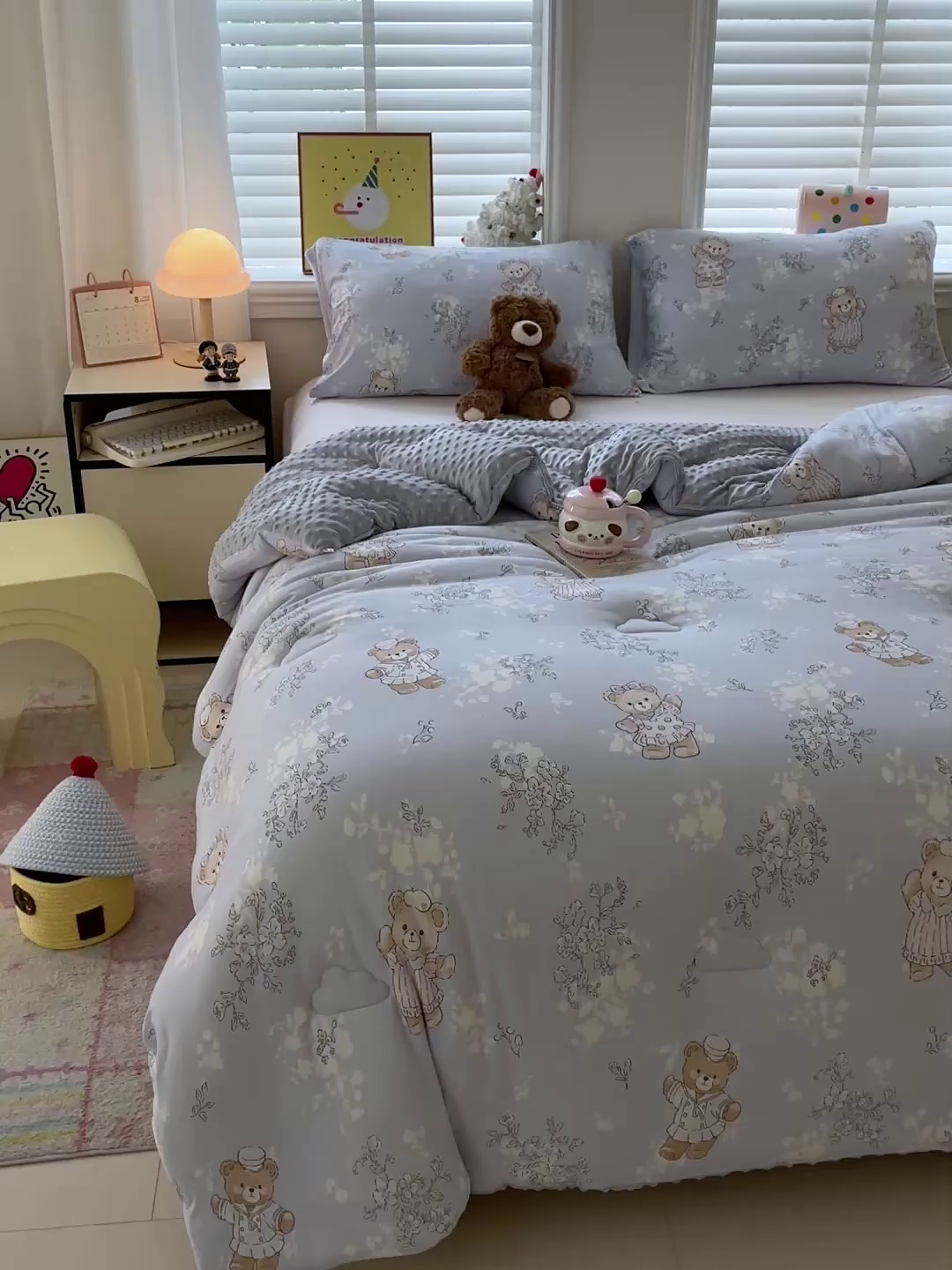 91家纺网 家纺一手货源 找家纺 小叮当家纺仓储工厂店 2025新款A类母婴级宝宝被子牛奶丝针织棉豆豆被豆豆被子儿童婴童大豆被精品买家秀 蓝色小花