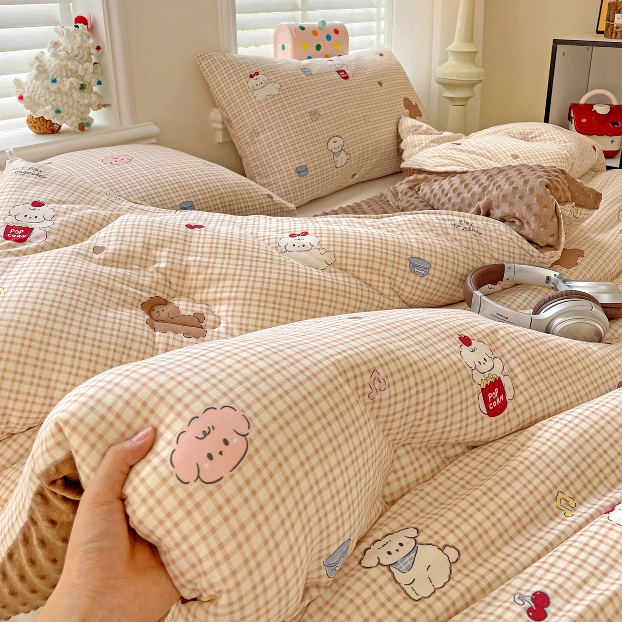 91家纺网 家纺一手货源 找家纺 小叮当家纺仓储工厂店 2025新款A类母婴级宝宝被子牛奶丝针织棉豆豆被豆豆被子儿童婴童大豆被精品买家秀 音乐小狗