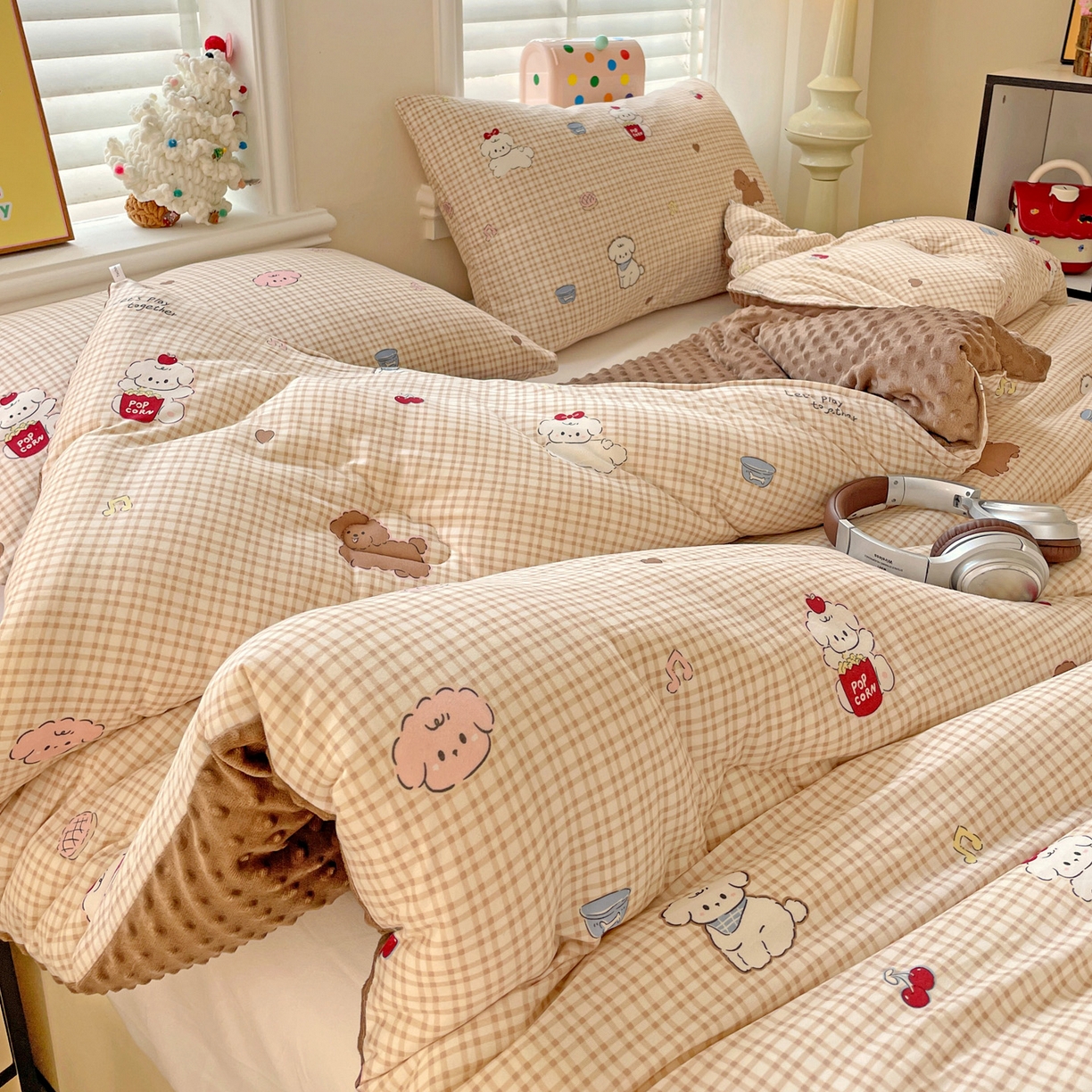 91家纺网 家纺一手货源 找家纺 小叮当家纺仓储工厂店 2025新款A类母婴级宝宝被子牛奶丝针织棉豆豆被豆豆被子儿童婴童大豆被精品买家秀 音乐小狗