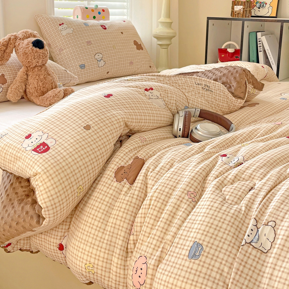 91家纺网 家纺一手货源 找家纺 小叮当家纺仓储工厂店 2025新款A类母婴级宝宝被子牛奶丝针织棉豆豆被豆豆被子儿童婴童大豆被精品买家秀 音乐小狗