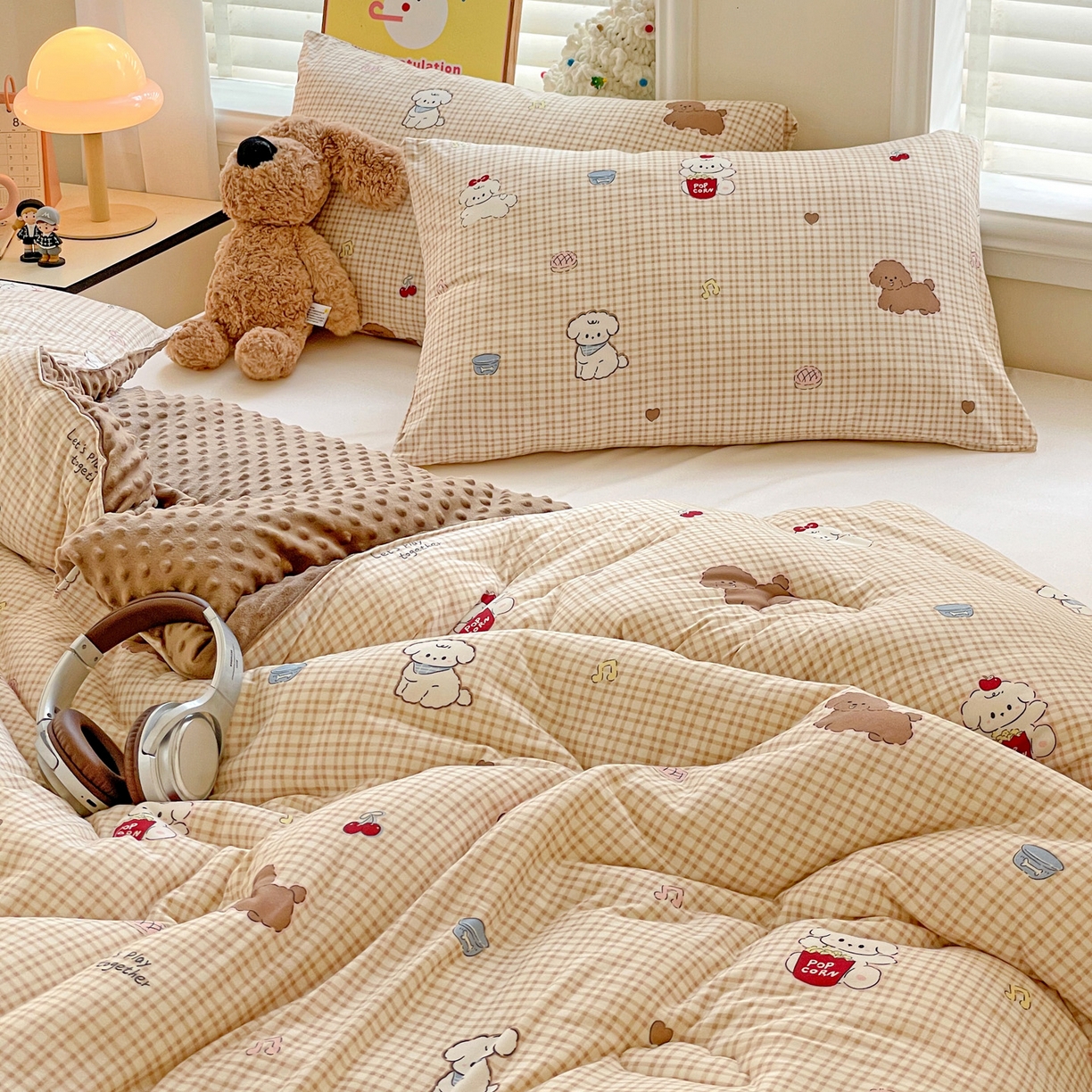 91家纺网 家纺一手货源 找家纺 小叮当家纺仓储工厂店 2025新款A类母婴级宝宝被子牛奶丝针织棉豆豆被豆豆被子儿童婴童大豆被精品买家秀 音乐小狗