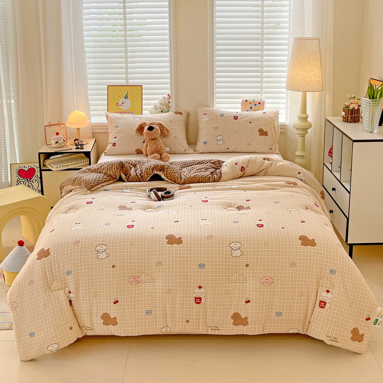 91家纺网 家纺一手货源 找家纺 小叮当家纺仓储工厂店 2025新款A类母婴级宝宝被子牛奶丝针织棉豆豆被豆豆被子儿童婴童大豆被精品买家秀 音乐小狗