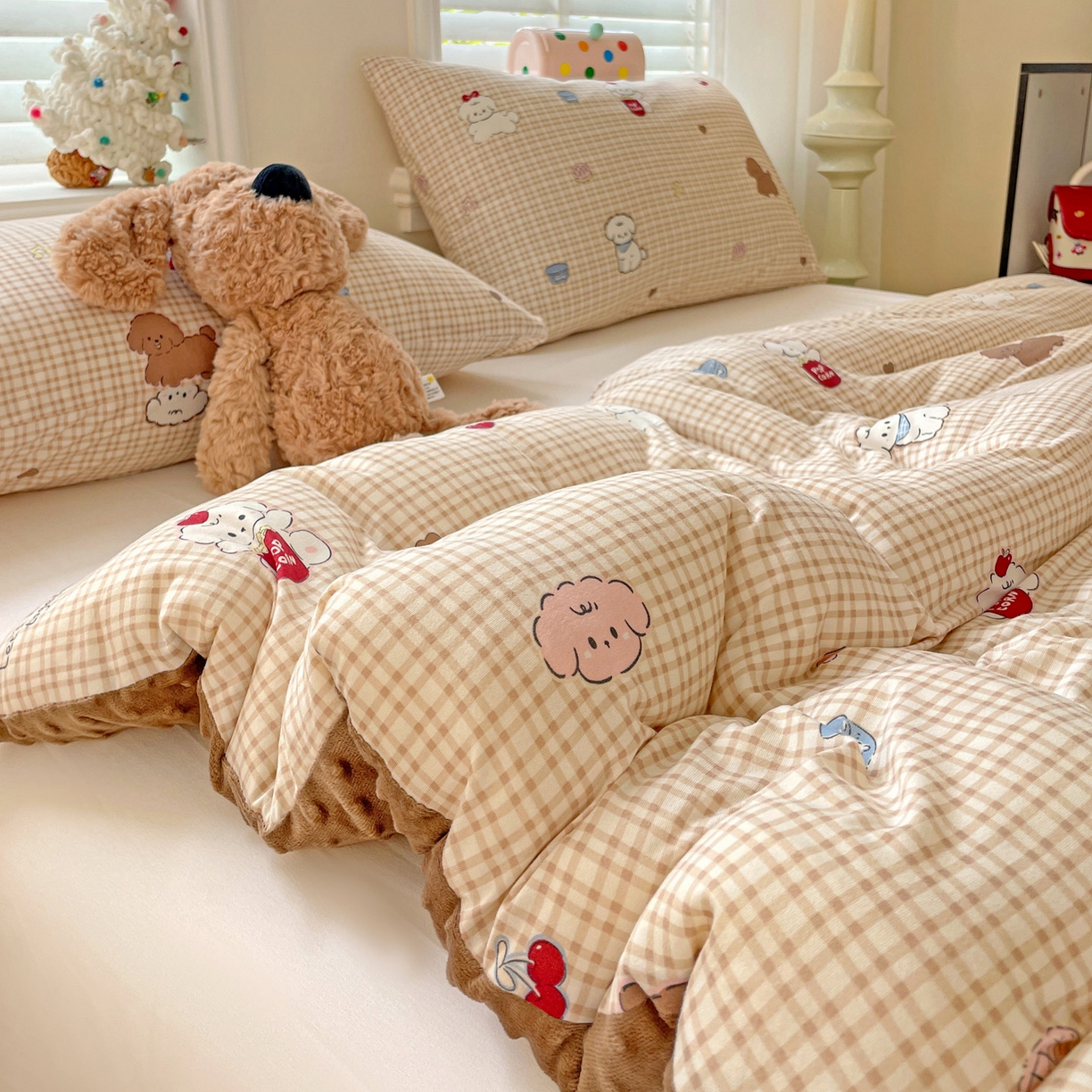 91家纺网 家纺一手货源 找家纺 小叮当家纺仓储工厂店 2025新款A类母婴级宝宝被子牛奶丝针织棉豆豆被豆豆被子儿童婴童大豆被精品买家秀 音乐小狗