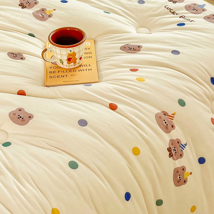 91家纺网 家纺一手货源 找家纺 小叮当家纺仓储工厂店 2025新款A类母婴级宝宝被子牛奶丝针织棉豆豆被豆豆被子儿童婴童大豆被精品买家秀 波点派对（牛奶针织-豆豆被）