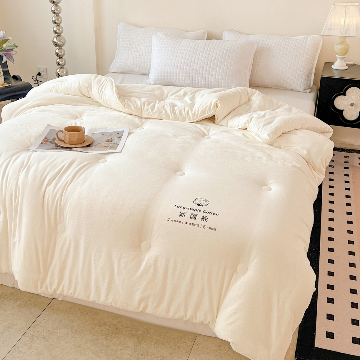 91家纺网 家纺一手货源 找家纺 （总）小叮当家纺仓储工厂店 (买家秀 爆款花型 不断货)2025新款简约风100%新疆棉花被被子被芯