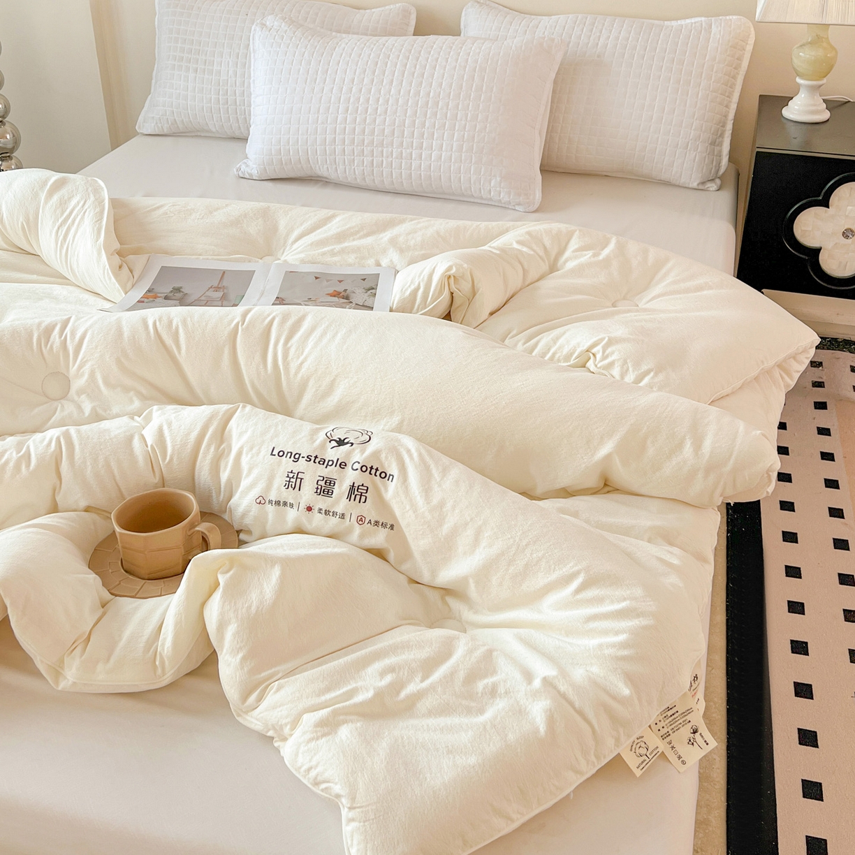 91家纺网 家纺一手货源 找家纺 （总）小叮当家纺仓储工厂店 (买家秀 爆款花型 不断货)2025新款简约风100%新疆棉花被被子被芯