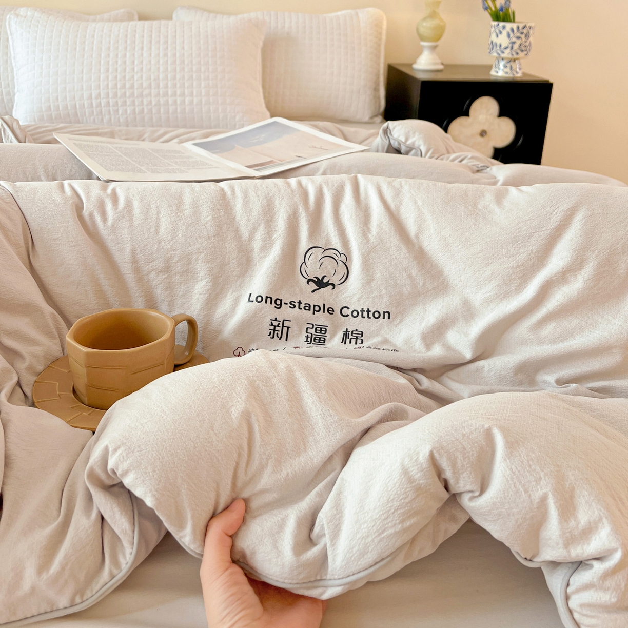 91家纺网 家纺一手货源 找家纺 小叮当家纺仓储工厂店 (买家秀 爆款花型 不断货)2025新款简约风100%新疆棉花被被子被芯 新疆棉-灰色