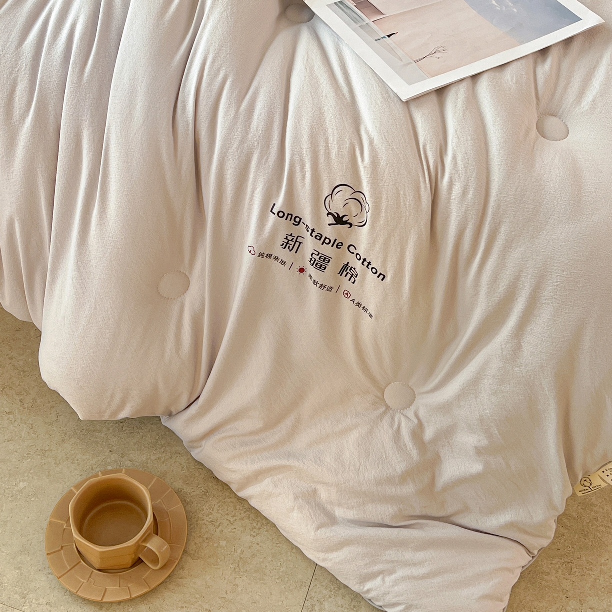 91家纺网 家纺一手货源 找家纺 小叮当家纺仓储工厂店 (买家秀 爆款花型 不断货)2025新款简约风100%新疆棉花被被子被芯 新疆棉-灰色